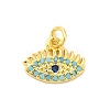 Real 18K Gold Plated Rack Plating Brass Micro Pave Cubic Zirconia Pendants Charms KK-S396-01C-1