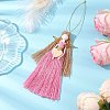 Handmade Macrame Cotton Cord Angel Pendant Decorations HJEW-JM02669-03-2