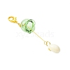 Glass & Brass Cubic Zirconia Charms & Synthetic Turquoise Beads Pendant Decorations HJEW-JM02980-01-4