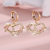 Heart Brass Micro Pave Clear Cubic Zirconia Hoop Earrings FS-WGD5D87-12-1