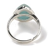 Natural Flower Amazonite Teardrop Adjustable Rings RJEW-K371-08S-22-4