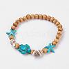 Round Wood Stretch Bracelets BJEW-JB03769-2