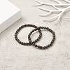 Natural Serpentine & Synthetic Non-magnetic Hematite Beads Energy Stretch Bracelets Set BJEW-JB07142-05-8
