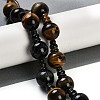 Natural Yellow Tiger Eye & Dyed Blue Tiger Eye 3-Hole Guru Beads Strands G-H064-E05-03A-2