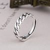 925 Sterling Silver Chunky Curb Chains Adjustable Rings for Women FS-WG946EA-01-1