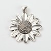 Sun Flower Alloy Pendant Cabochon Settings and Half Round/Dome Clear Glass Cabochons DIY-X0222-AS-5