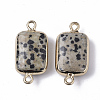 Edge Golden Plated Natural Dalmatian Jasper Links connectors G-S359-034D-2