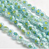 Handmade Millefiori Glass Flat Round Bead Strands LK-P011-18-1