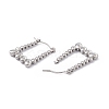 304 Stainless Steel Beaded Trapezoid Hoop Earrings for Women EJEW-B018-04P-2