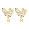 Brass Micro Pave Cubic Zirconia Stud Earring Findings CU-CBAA5EE-03G-B-1