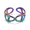 Rainbow Color Ion Plating(IP) 304 Stainless Steel Hollow Open Cuff Ring for Women RJEW-A005-13-1