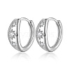 Anti-Tarnish Flower Rhodium Plated 925 Sterling Silver Hoop Earrings WR8479-2-1