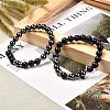 Natural Tiger Eye(Dyed) Beads Stretch Bracelets Set BJEW-JB06653-04-9