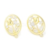 Brass Pave Clear Cubic Zirconia Stud Earring Findings KK-F875-04G-2