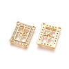 Brass Micro Pave Clear Cubic Zirconia Pendants ZIRC-G152-45G-2