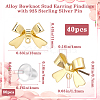 SOFPLATE 40Pcs Bowknot Alloy Stud Earring Findings FIND-SP0001-16G-2