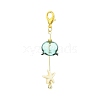 Glass & Brass Cubic Zirconia Charms & Synthetic Turquoise Beads Pendant Decorations HJEW-JM02980-02-1