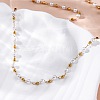 304 Stainless Steel & Round ABS Plastic Imitation Pearl Link Chain Necklaces NJEW-U026-19G-1