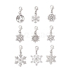 9Pcs Christmas Alloy Snowflake Pendant Decorations HJEW-JM04451-1