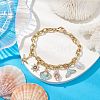 Summer Beach Starfish & Shell Shaped Alloy Enamel & ABS Plastic Imitation Pearl Charm Bracelets BJEW-JB10539-2
