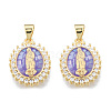 Brass Micro Pave Clear Cubic Zirconia Pendants KK-N227-92A-2