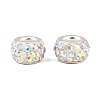 Polymer Clay Rhinestone European Large Hole Beads with Silver Color Plated Brass Cores X-FPDL-R002-15-4