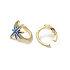 Rack Plating Brass Enamel Star Cuff Earrings for Women EJEW-C097-20G-3