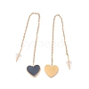 Long Chain with Enamel Heart Dangle Stud Earrings EJEW-A067-01G-A-2