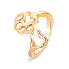 Paw Print with Heart Alloy Cuff Rings for Women WGE50A0-03-3