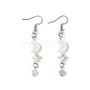 Star with Moon Natural Mixed Stone Dangle Earrings EJEW-JE06756-4