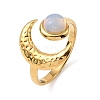 304 Stainless Steel with Opalite Open Cuff Rings for Women RJEW-K393-08G-2
