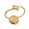 Flat Round 304 Stainless Steel Open Cuff Bangle Makings with Bezel Tray SA-CBABF3F-04G-07-1