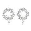Donut Rhodium Plated 925 Sterling Silver Cubic Zirconia Stud Earring Findings EJEW-B038-16P-1