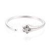 925 Sterling Silver Micro Pave Clear Cubic Zirconia Open Cuff Rings for Women STER-N016-143S-2