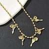 Brass Key & Heart Pendant Bib Necklaces NJEW-G183-08G-2