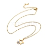 304 Stainless Steel Crystal Rhinestone Double Star Pendant Cable Chain Necklaces NJEW-Z056-02A-G-4