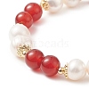 Natural Mixed Gemstone & Pearl Round Beaded Stretch Bracelet for Women BJEW-JB09246-5
