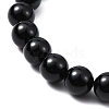 Dyed & Heated Natural Blue Aventurine & Black Onyx Round Beaded Stretch Bracelet BJEW-TA00427-02-3