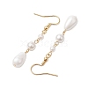 Teardrop Shell Pearl & Brass Dangle Earrings for Women EJEW-TA00513-4