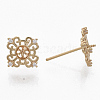 Brass Micro Pave Clear Cubic Zirconia Stud Earring Findings KK-N232-04-NF-2