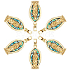 6Pcs Brass with Natural Paua Shell Religion Pendants KK-GA0002-60-1