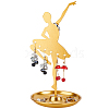 Dancer Iron Earring Display Stands with Round Tray EDIS-WH0016-019B-1