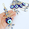 Flat Round with Evil Eye Glass Pendant Decorations EVIL-PW0002-07-3