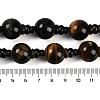 Natural Yellow Tiger Eye & Dyed Blue Tiger Eye 3-Hole Guru Beads Strands G-H064-E05-02A-5