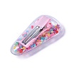 Plastic Alligator Hair Clips with Paillette & Platinum Plated Iron Base PHAR-L005-B03-2