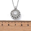 Brass Clear Cubic Zirconia Rotatable Sunflower Pendant Necklaces for Women NJEW-C067-05P-5