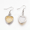 Natural Yellow Shell Dangle Earrings EJEW-F162-D02-2