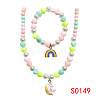 Plastic Beaded Pendant Necklace & Beaded Charm Bracelet FS-WG6D3EF-07-2