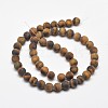 Frosted Natural Tiger Eye Round Bead Strands G-E262-02-12mm-3