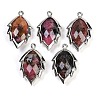 Natural Rhodonite Faceted Leaf Pendants G-I375-04P-04-1